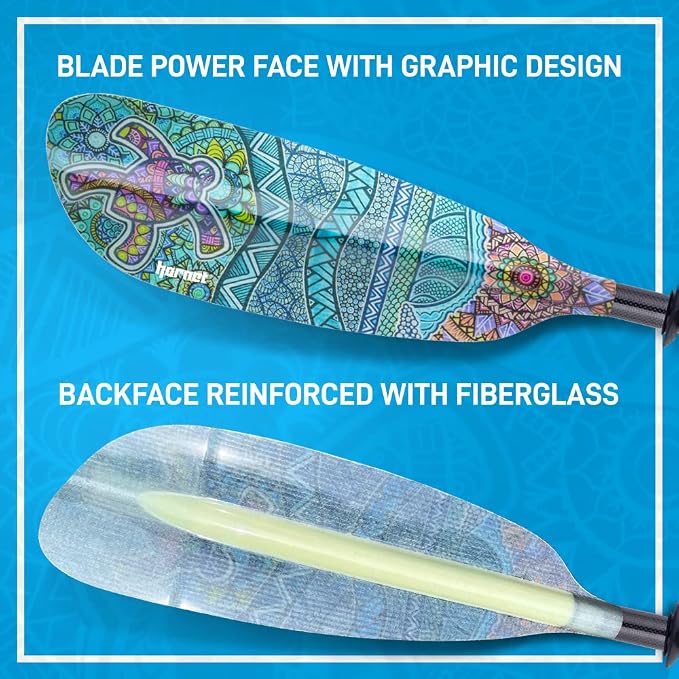 Hornet Watersports Fiberglass Kayak Paddle for Adults- Ideal for Touring, Fishing and Boating- 90.5 inches / 230CM Adjustable with Carbon Fiber Shaft- Kayak Oars Kayaking Equipment