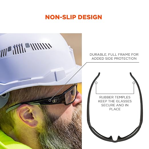 Ergodyne Skullerz THOR Anti Scratch Safety Glasses, Anti-Fog, ANSI z87.1