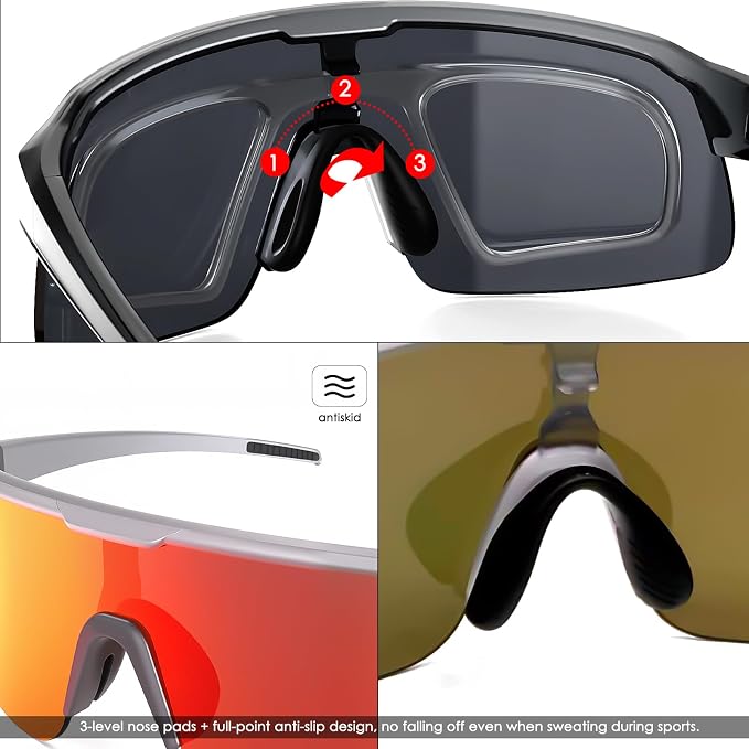 Sunglasses TR90 Frame Anti-Slip Full Coating HD Lens UV400 Protection Cycling Multi-Sport