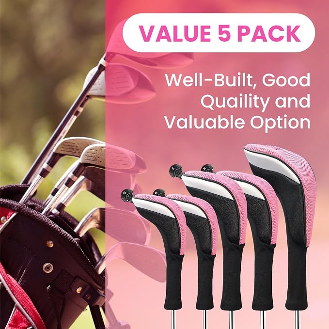 FINGER TEN Golf Club Head Covers Woods Driver Fairway Hybrid 3/4/5 Set, Headcovers Men 1 3 5 7 X Interchangeable Number Tag, Fit All Wood Clubs