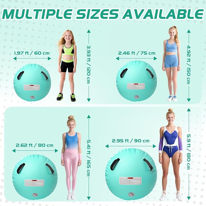 Inflatable Gymnastics Air Roller Barrel, Tumble Rolling Air Roller Gymnastics Barrel with Electric Pump for Kids Adults Home Outdoor Gymnastic Training Cheerleading Yoga