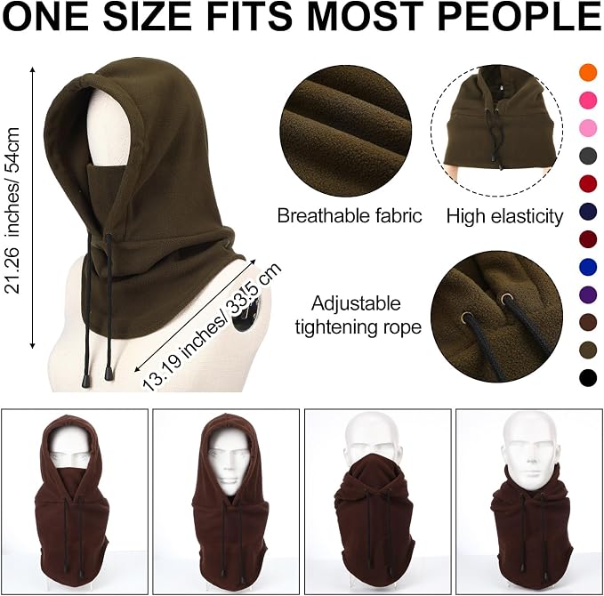 Liitrsh 12 Pcs Balaclava Windproof Winter Face Mask Warm Fleece Ski Mask Hat Fleece Winter Face Warmer Neck Warmer for Men Women Cold Weather Motorcycle Bike Cycling, 12 Colors