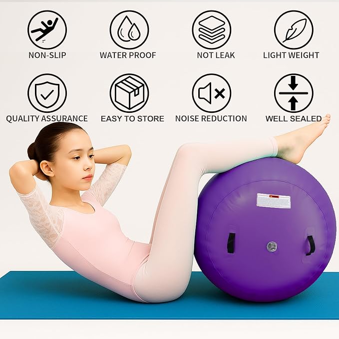 Gymnastics Mat,Air Roller Gymnastics Barrel,Gymnastics Tumble Track Air Track Tumbling Mat for Home Training/ Cheerleading/Gym/Training/Yoga/Beach/Water/Park Outdoor Use with Electric Air Pump ﻿