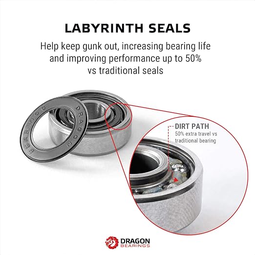 Dragon Roller Skate Bearings 16 Pack - High Performance Inline Skate Bearings - Guaranteed for Life (Ceramic)