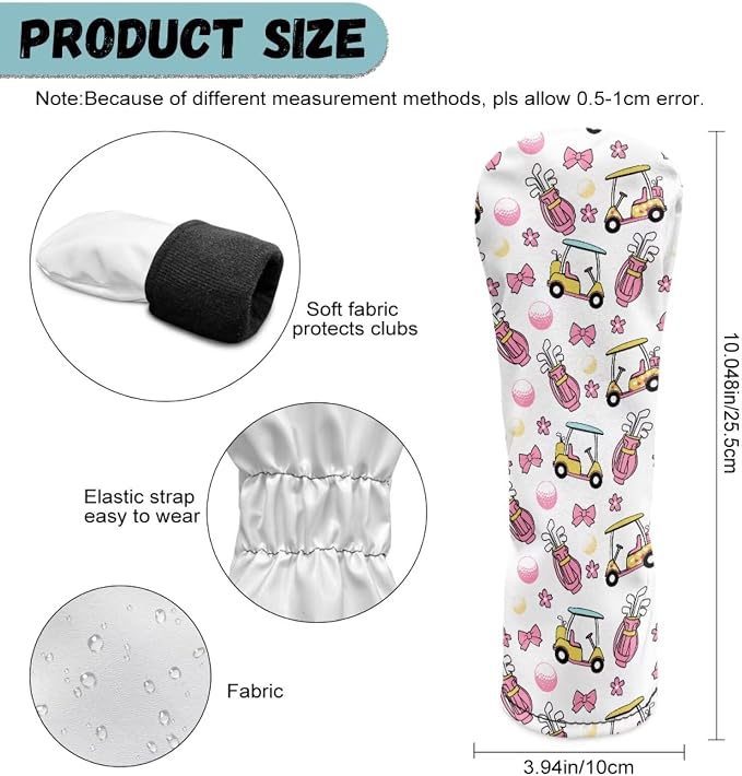 Rnyleeg Golf Club Head Covers for Women Driver Head Cover Leather Fairway Wood Headcover Hybrid Headcovers for Golf Clubs