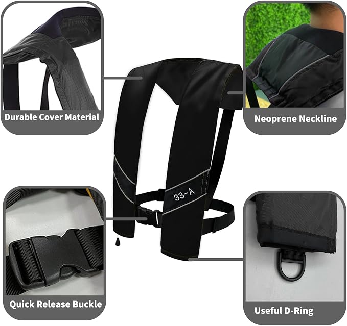 Automatic Inflatable Life Jacket|Life Vest for Adults|PFD Low Profile|Supports up to 330 lbs