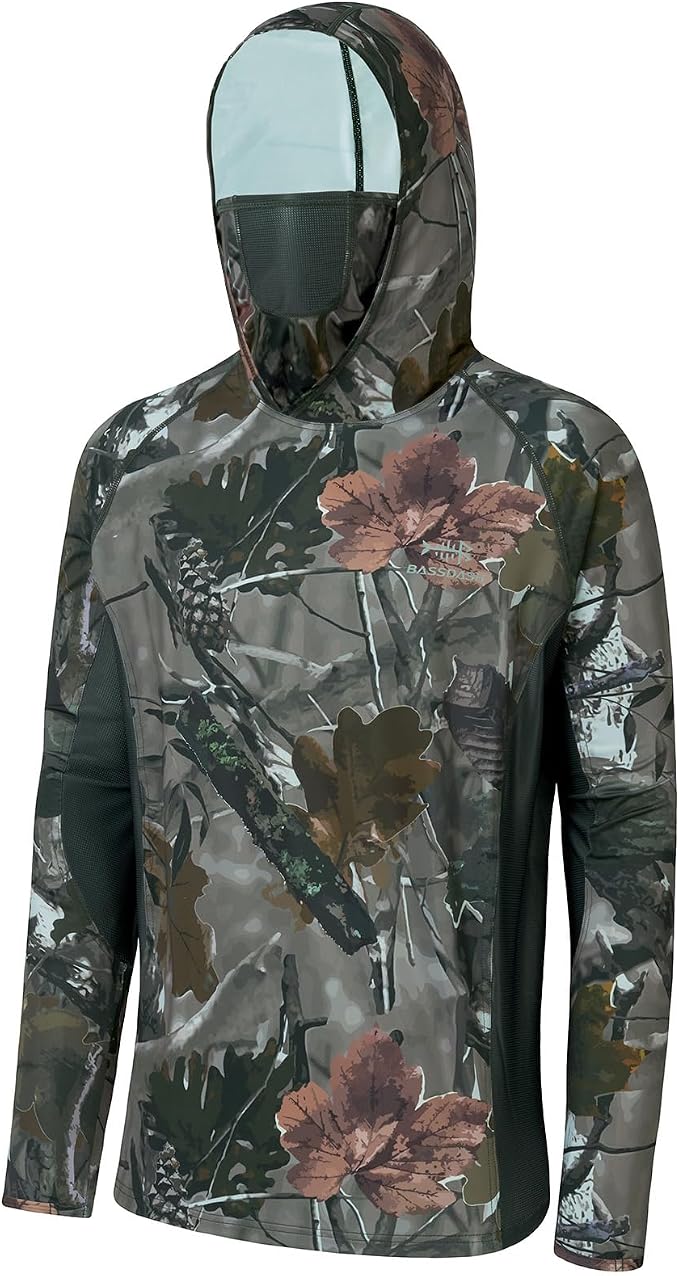 BASSDASH Men's UPF 50+ Camo Long Sleeve Hunting Fishing Hoodie Shirt