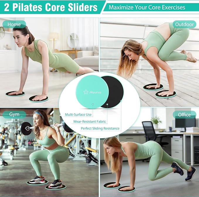 Pilates Equipment Kit for Home Workout, Pilates Ring and Ball Set for Women, 14'' Magic Circle Essentials Accessories Kit, Wrist Weights, Resistance Bands, Yoga Strap, Socks, Bag Light Green