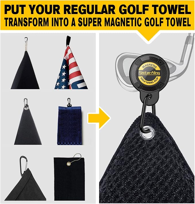 Magnetic Clip（ 2 Pack ） for Golf Towel and Metal Landing Pad-PRO（ 1 Pack ） for Golf Bags