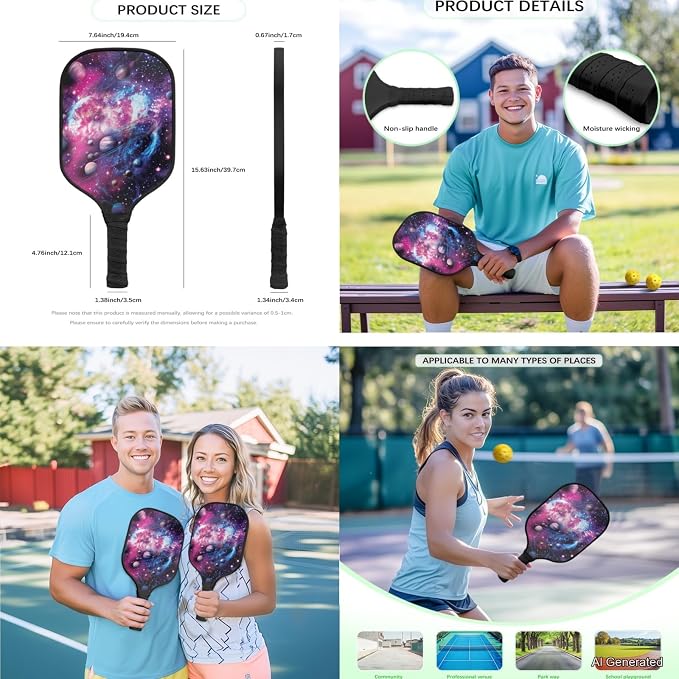 Pickleball Paddles Set 3PCS Pickleball Paddle Case Pickleball Racket Pickleball Bag Ideal for Beginners Gifts