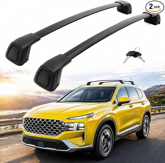 HEKA Roof Rack Cross Bars for 2019 2020 2021 2022 2023 Santa Fe Anti-Theft Aluminum Lockable Cargo Bar Crossbars Surfboards Kayaks Canoe Luggage with Side Rails