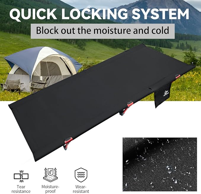 Sutekus Portable Camping Cot, Ultralight & Easy to Set Up, for Outdoor Hiking Travel Beach Mountaineering (Black)