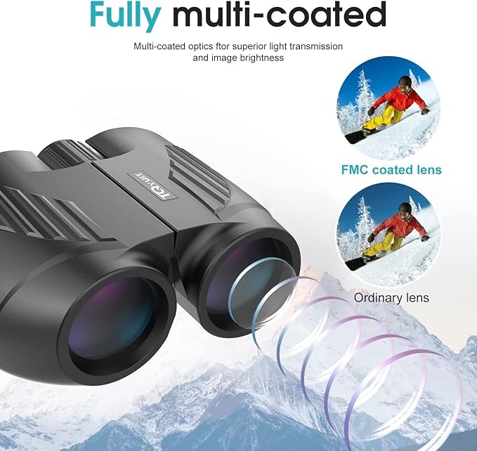 20x25 High Powered Binoculars for Adults,Compact HD Waterproof Durable and Clear BAK4 Prism FMC Lens,Suitable for Bird Watching,Sightseeing and Outdoor Sports,Black