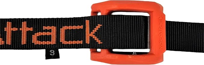 YakAttack 15' Cam Strap | Heavy-Duty Polyester Tie Down with Protective Rubber Buckle | Black/Orange - 2 Pack | Kayak Fishing Roof Rack Securement | Made in USA