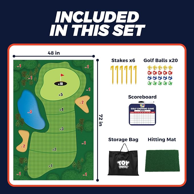 TOY Life Chipping Golf Game Mat Indoor Outdoor Games for Adults and Family Kids Outdoor Play Equipment Stick Chip Game Indoor Golf Set Backyard Games Outdoor Toys for Kids