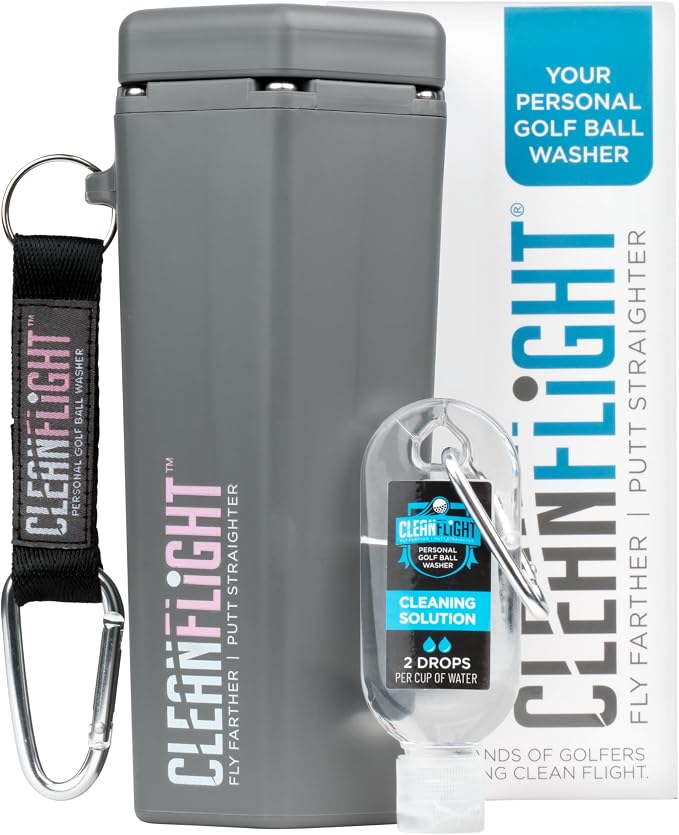 Premium Golf Ball Washer - Portable Cleaner for Golf Bag or Cart - Best Golf Accessories Gifts for Men & Women