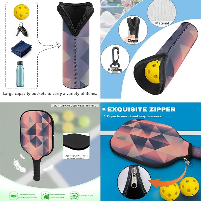 Pickleball Paddles Set 3PCS Pickleball Paddle Case Pickleball Racket Pickleball Bag Ideal for Beginners Gifts
