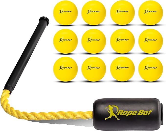 Original Patented Rope Bat Swing Trainer w/ 12 Balls - Baseball & Softball