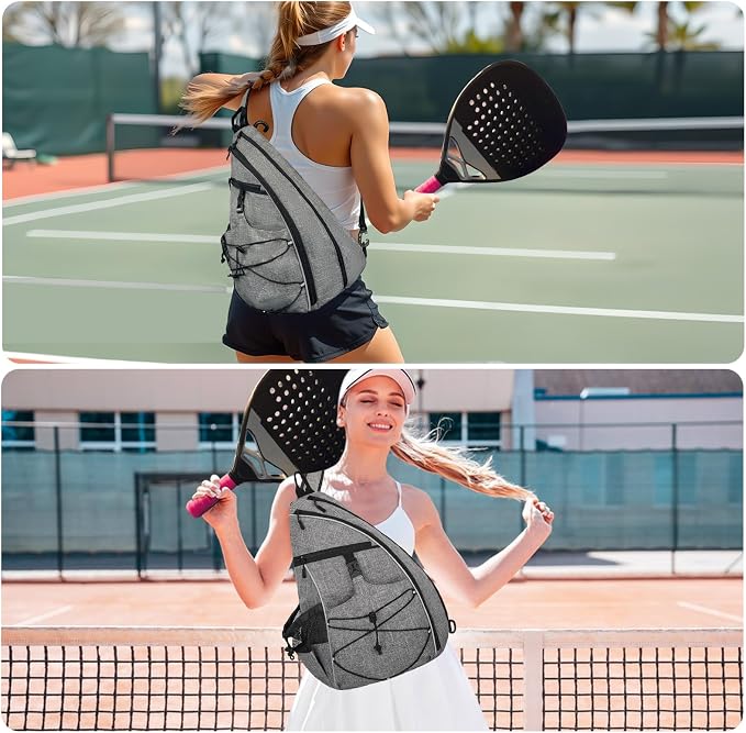 WOLT Pickleball Bag,Crossbody Sling Bags for Women Men,Pickleball Backpack with Fence Hook for Tennis, Racketball