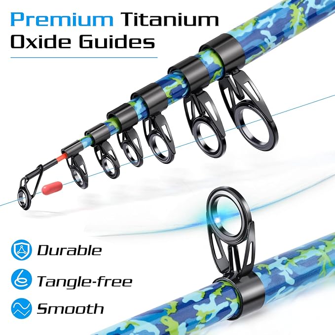 Sougayilang Telescopic Fishing Rod and Reel Combo – Full Kit with Carrier Bag, 11+1 Bearings Spinning Reel, Carbon Fiber Travel Pole for Bass, Trout, Catfish, Redfish – Saltwater Freshwater