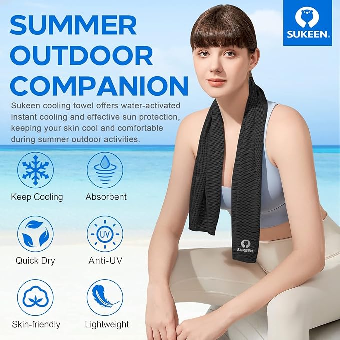 Sukeen 6 Pack Cooling Towels (40"x12"), Cooling Neck Wraps, Soft Breathable Chilly Ice Towel for Hot Weather, Gym Towel, Microfiber Towel for Yoga, Golf, Sport, Running, Gym, Camping, Fitness, Workout