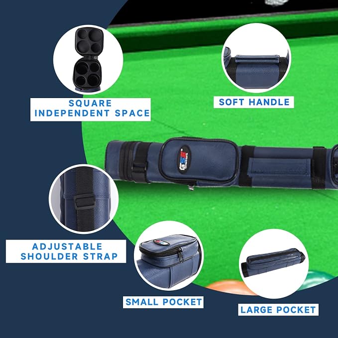 GSE Games & Sports Expert 2x2 Deluxe Hard Billiard Pool Cue Stick Carrying Case, Billiard Cue Case, Billiards Accessories (Several Colors Available)