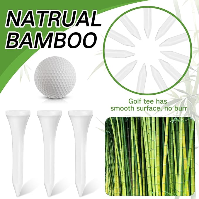 Mudder 2000 Pcs Bamboo Golf Tees Bulk Professional Golf Tees Reduce Friction Side Spin for Club Men Women Kids Accessories