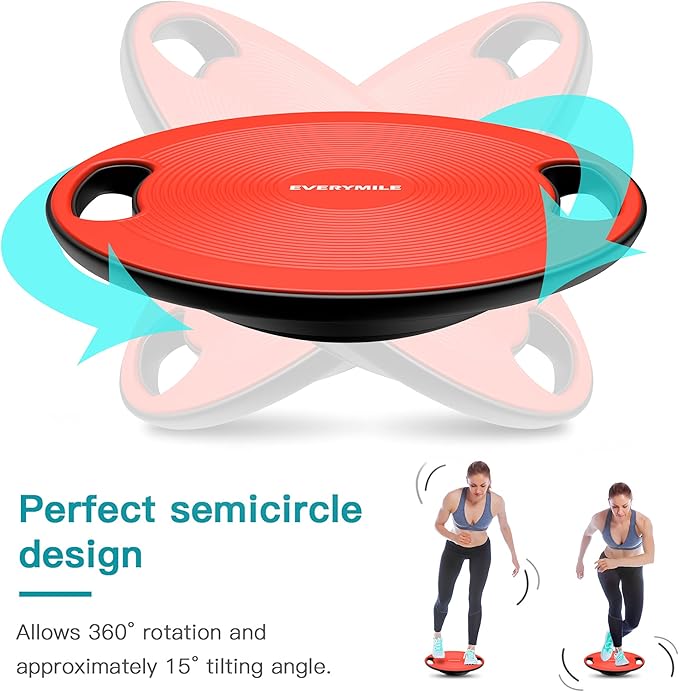 Wobble Balance Board, Exercise Balance Stability Trainer Portable Balance Board with Handle for Workout Core Trainer Physical Therapy & Gym No-Skid Surface
