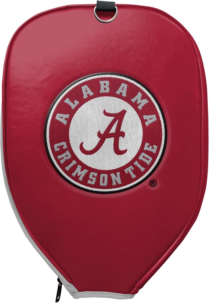 Officially Licensed Collegiate Pickleball Paddle Cover - Lightweight PU Leather Material - Durable Foam Interior Protection with Zippered Closure - Fits Most Paddles on the Market