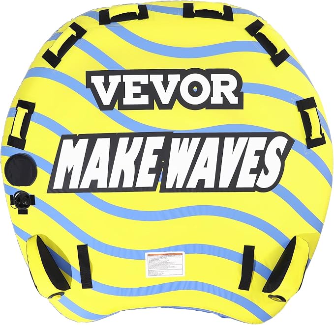 VEVOR Towable Tubes for Boating, 1-4 Riders Inflatable Boat Tubes & Towables, 340-680 lbs Capacity, Multiple Sizes with Full Nylon Cover, Padded/EVA Handles, Fins & Safety Valve (Multi-Option)