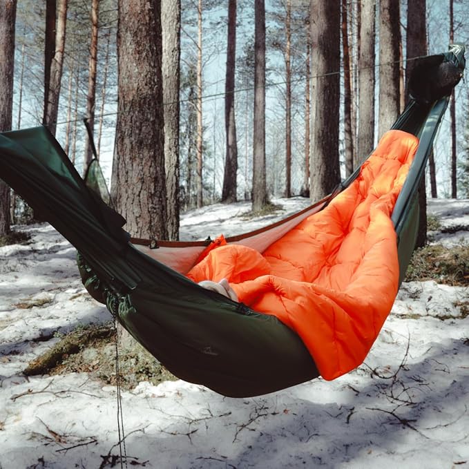 Camping Hammock with Mosquito Net and Top Quilt, Ultralight Sleeping Bag Topquilt, Warm Insulation Sleeping Quilt for Outdoor Hammock Camping