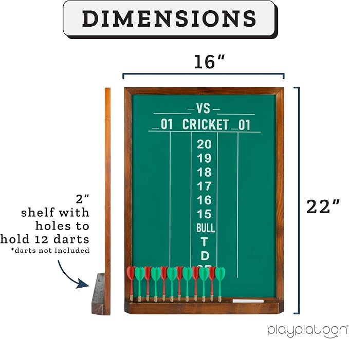 Play Platoon Dart Scoreboard & Darts Holder Wall Mount - Wood Score Board, Professional Darts Accessories, Dart Holder