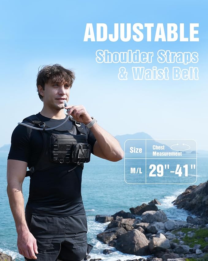 Zelvot Running Vest with 2L Water Bladder, Hydration Backpack, U.S. Design Patent, Lightweight Hydration Pack with Gear Holder, Reflective Chest Pack for Men Women for Marathon