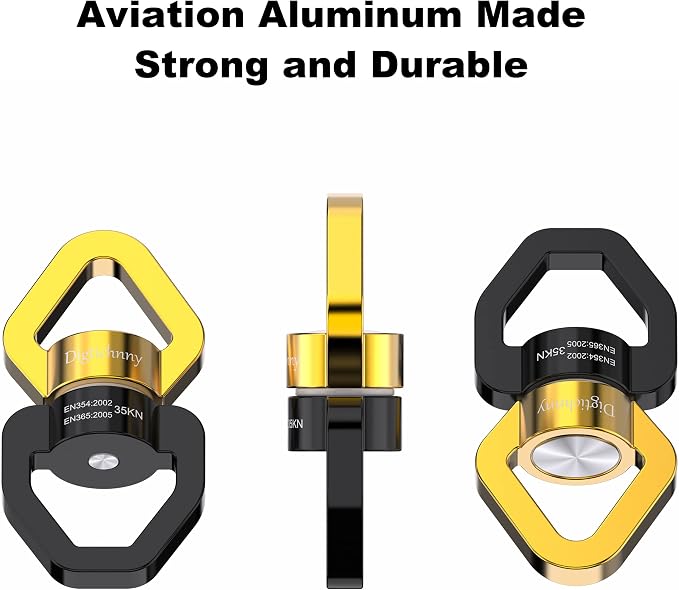 Swing Swivel Heavy Duty, 35KN Safety Rotational Device,Spinner Swivel for for Web Tree Tire Rope Swing, Aerial Dance, Hanging Hammock with 2 carabiners,Black Gold