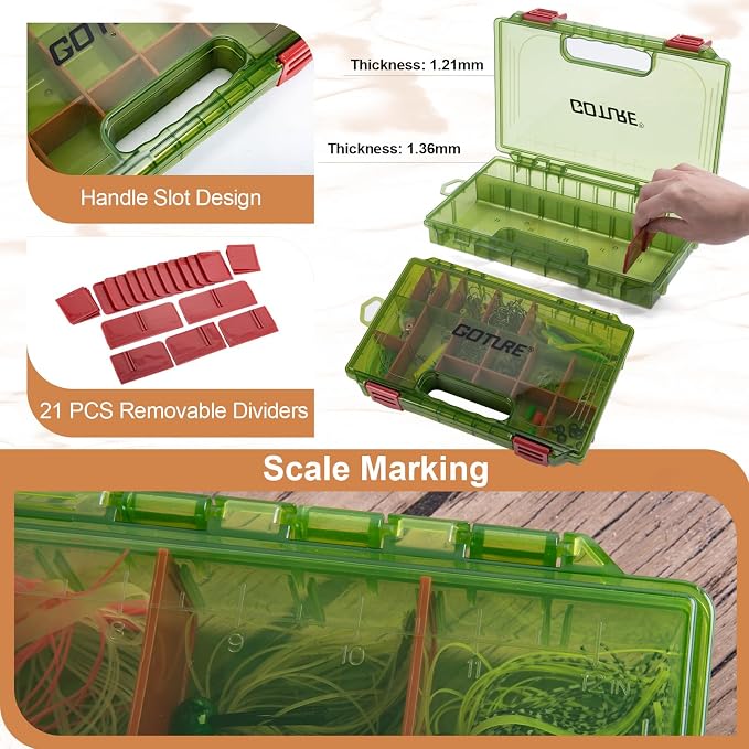 Goture Large Tackle Bag, Included 1 Utility Tackle Box and 2 3700-Size Trays, 600D Water Resistant Saltwater Gear Storage Big Fishing Bag with EVA Bottom, Removable Dividers, Fishing Gifts for Men