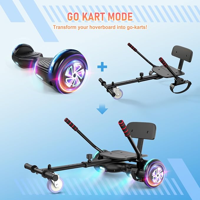 LIEAGLE Hoverboard, 6.5" Self Balancing Scooter Hover Board with Bluetooth Wheels LED Lights for Kids Adults
