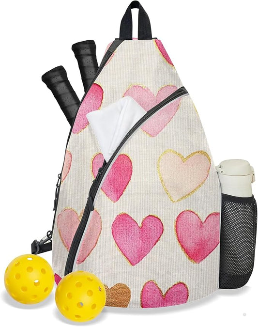 Pickleball Bag for Women Men Adjustable Crossbody Sling Backpack Hold Paddle Accessories