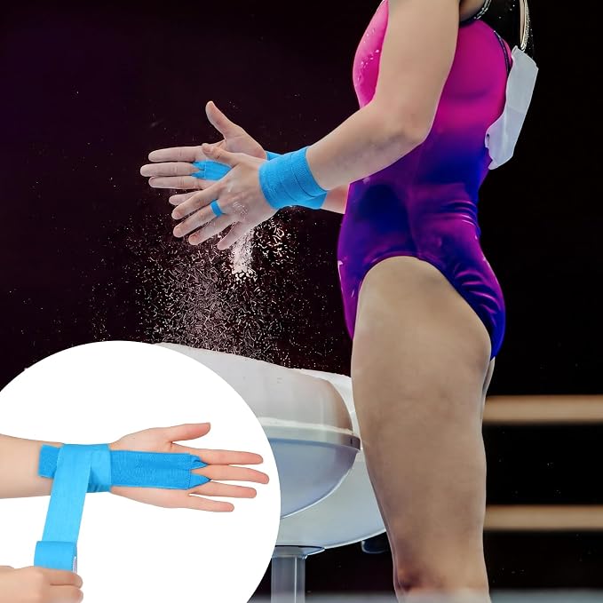 12 Pcs Gymnastics Tape Grips and 1 Roll Athletic Tape for Gymnastics Bars Reusable Athletic Grips Strong Support Wrist Ankle Knee Guards Protector Sport Training Accessories