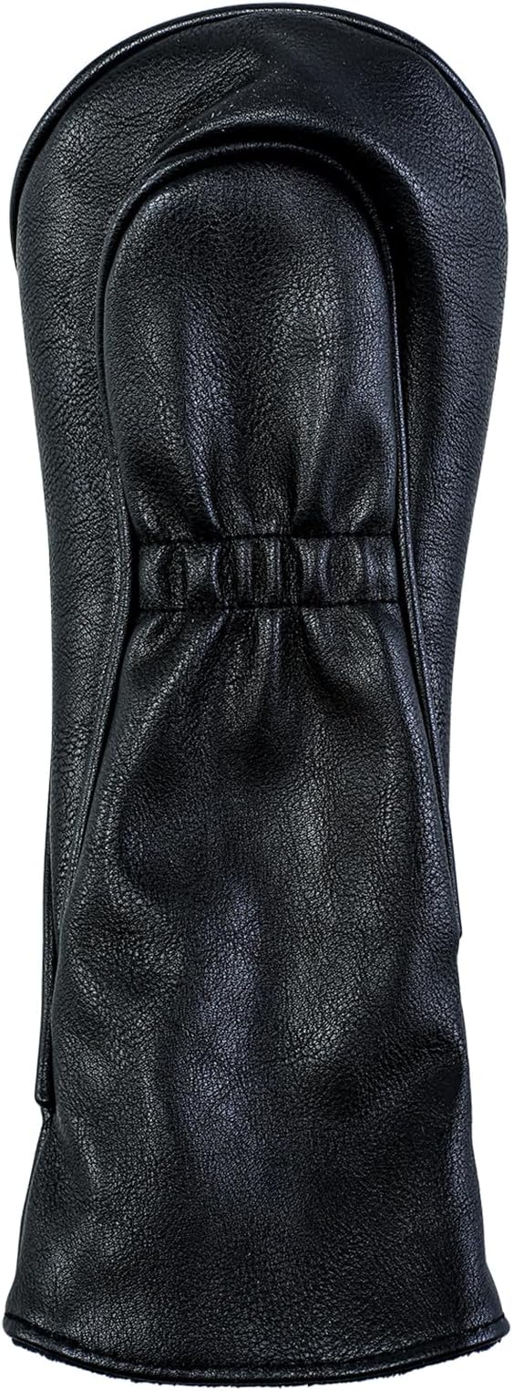 Golf Club Covers – Blackout Leather Driver Headcover, Fairway Wood, 3 Wood, Hybrid, Fits Mallet Blade Putter Head Covers Alignment Stick Cover