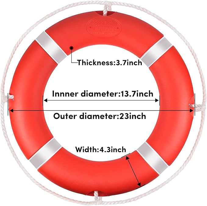 Life Ring, 23"/28" Boat Safety Throw Rings, Life Preserver Ring with Bracket and 98.5 FT Floating Rescue Rope, Outdoor Professional Throwable Flotation Device