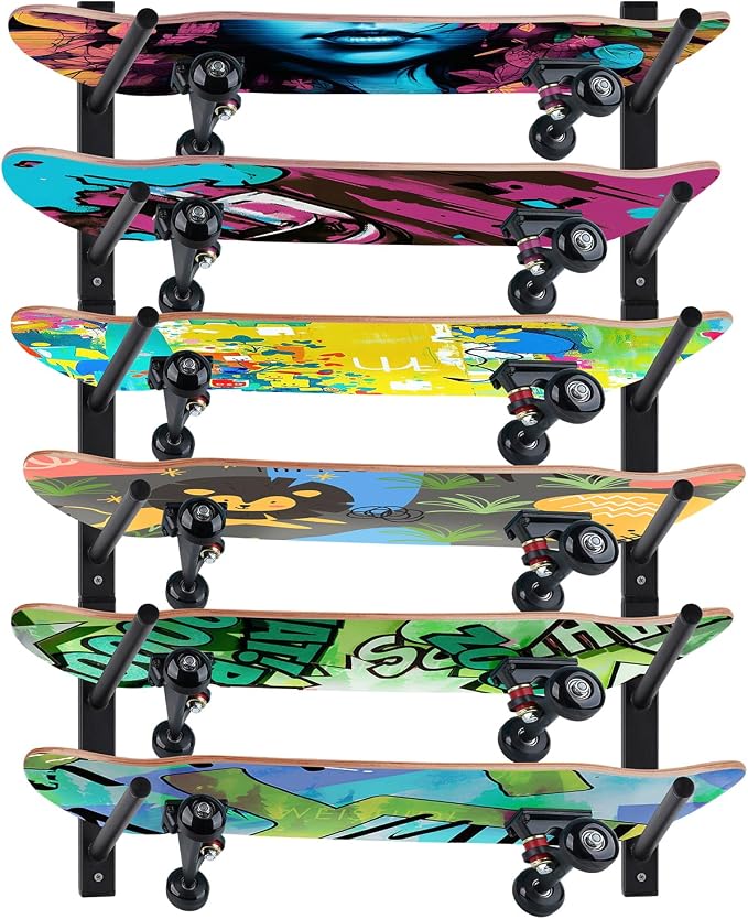 Bijun Skateboard Wall Mount | Horizontal Snowboard Wall Mount, Skateboard Storage Hanger for Garage, Bedroom, Home Display & Organization