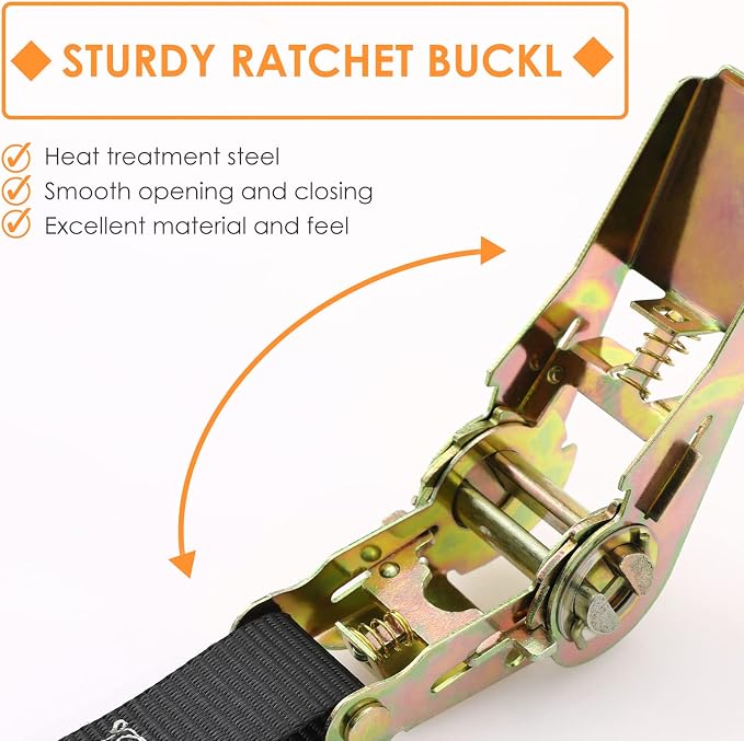 LIFERUN 10 Pack 1" x 20' Ratchet Straps Heavy Duty, 1760lbs Break Strength Endless Ratchet Strap, NO Hook, Tie Down Straps for Motorcycles, Goods, Luggage,Black