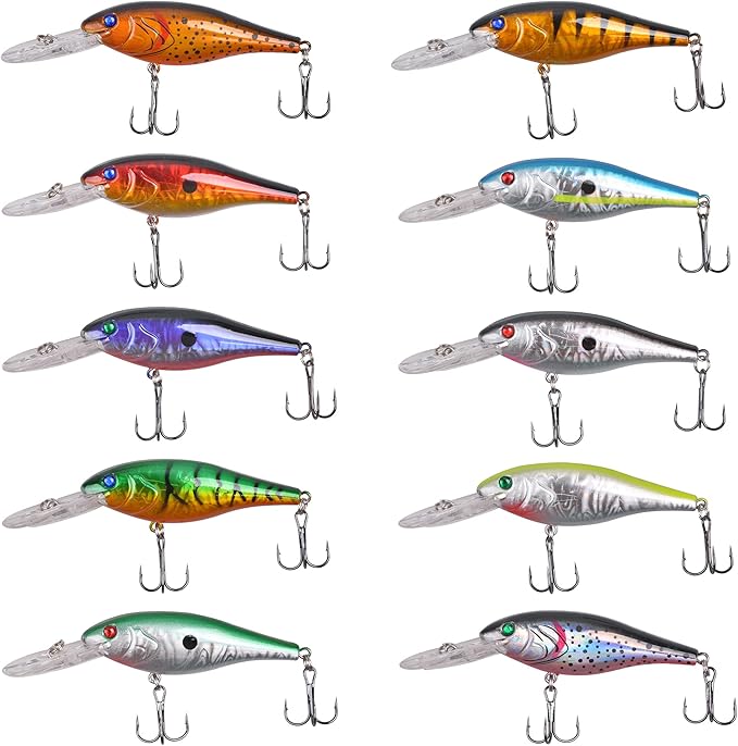Fishing Lures Kit Crankbait Minnow Hard Bait Set Deep Diving Jerkbait Swimbait Popper Pencil Walleye Lures Artificial Fishing Bait for Bass Trout Redfish Saltwater Freshwater Fishing Lure