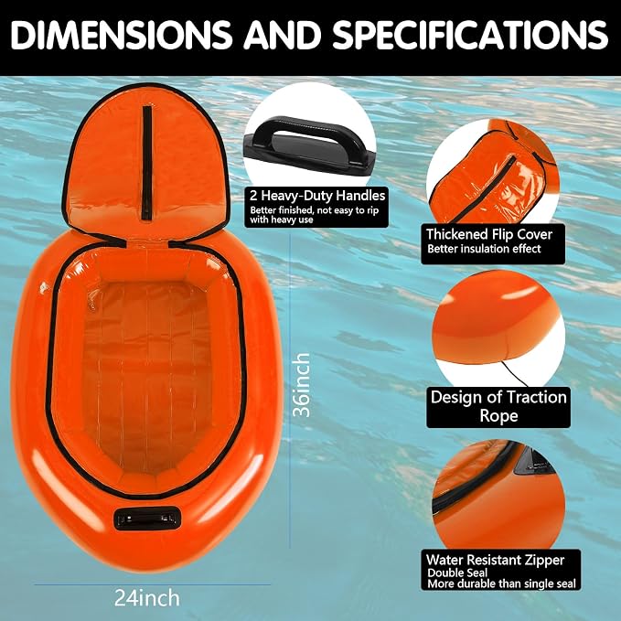 WILLBOND Inflatable River Floating Cooler Tow Behind, 38 Qt Insulated Heavy Duty PVC Kayak Floating Cooler with Handle for Outdoor Kayaking Rafting Boating Fishing and River Tubing
