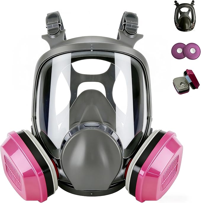 Full Face Respirator Mask, Reusable Dust Mask With Filters, Suitable For Spray Painting, Chemical Operations, Construction Work, And Similar Scenarios.