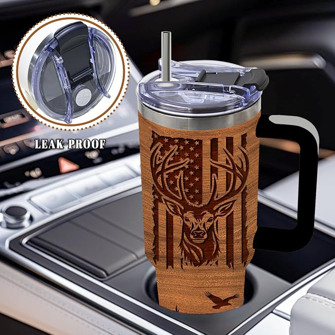 DUUV Hunting Tumbler 40oz, Insulated Hunting Gifts for Man Hunter | Deer Gift for Man Dad, Deer Cup, Hunting Deer Tumbler Leakproof, Fathers Day Ideal Gift, I'd Rather Be Hunting, 1 Pack