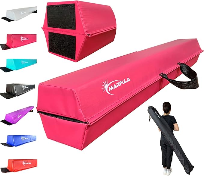 MARFULA Balance Beam - Folding Floor Gymnastics Equipment for Kids, Non Slip Base - 6 FT to 10 FT for Home Gym Use