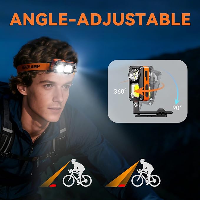 AlpsWolf Magnetic Rechargeable Headlamp - LED with Sensor Motion Camping Headlight, Mechanic Flashlight for Garage/Workshop/Vehicle Maintenance
