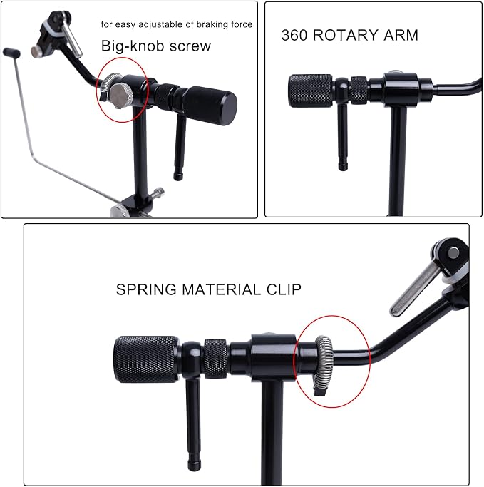 Rotary Fly Tying Vise with Travel Case Fly Tying Vice Kit
