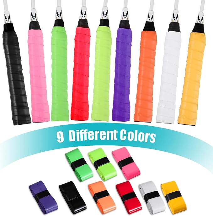 Pangda 100 Pieces Tennis Badminton Racket Overgrips Bulk Tennis Racket Grip Tape for Anti-Slip and Absorbent Grip